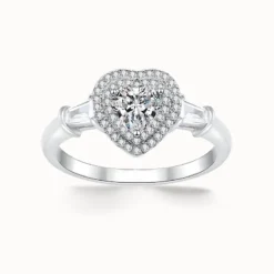 1ct Heart Moissanite Halo Ring