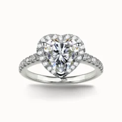 1ct Heart Moissanite Halo Ring