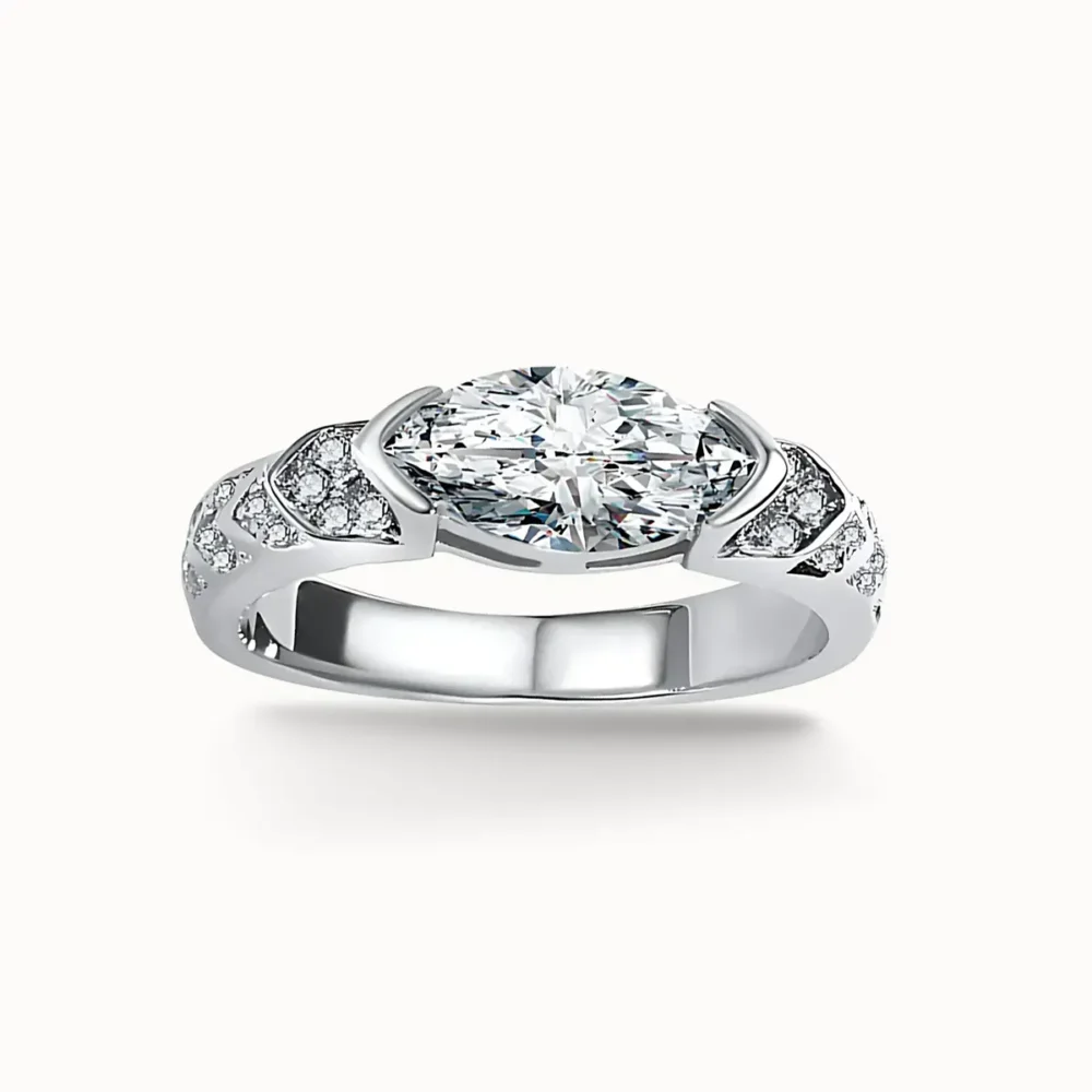 1ct Marquise Side Stone Ring