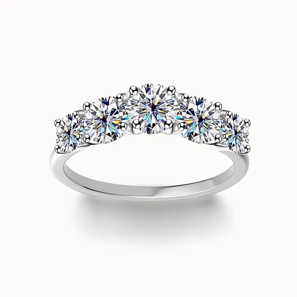 1ct Moissanite Five Stone Ring