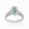 1ct Moissanite Green Halo Ring