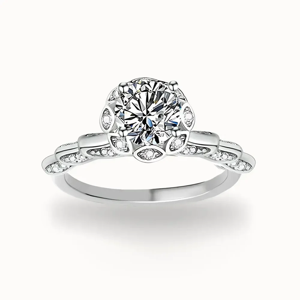 1ct Moissanite Hidden Halo Ring
