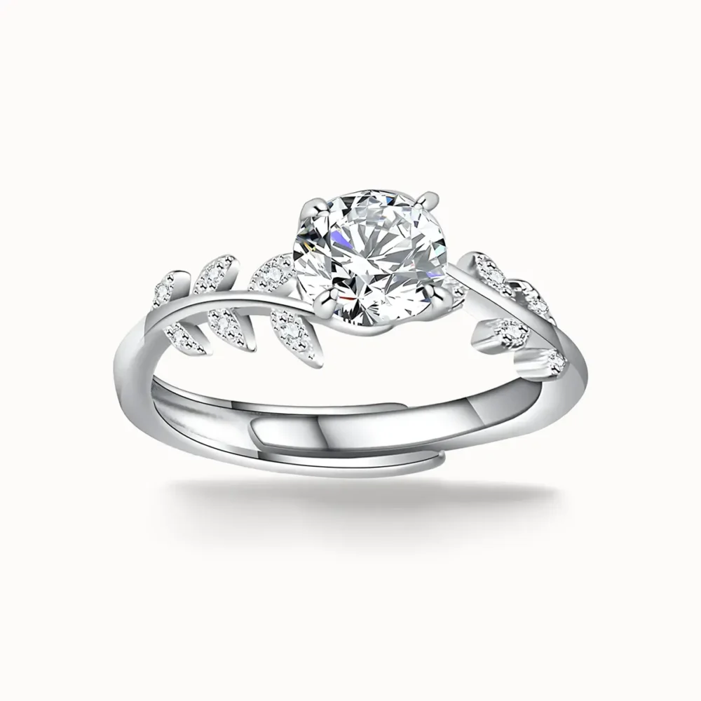 1ct Moissanite Leaf Band