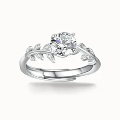 1ct Moissanite Leaf Band