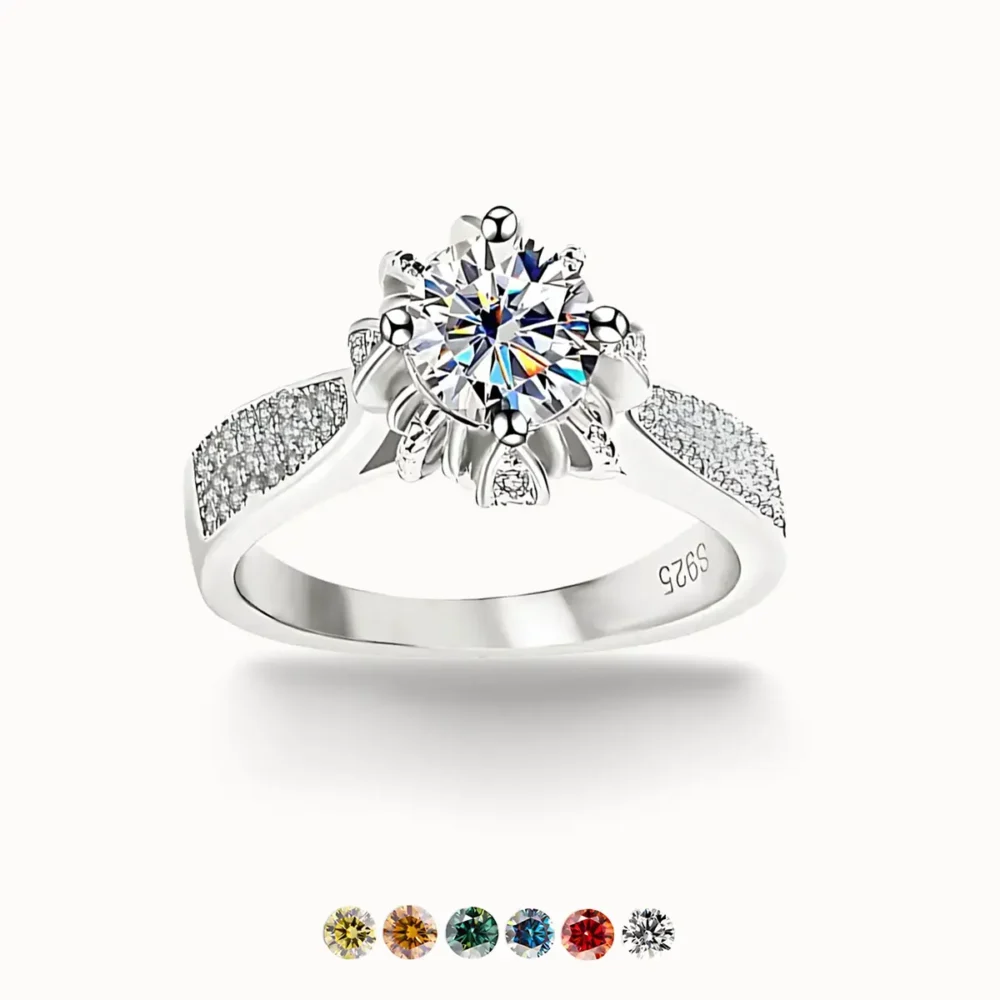 1ct Moissanite Pave Cluster Ring