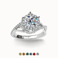 1ct Moissanite Twist Halo Ring