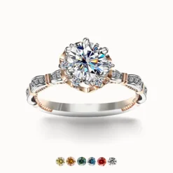 1ct Moissanite Wave Side Stone Ring