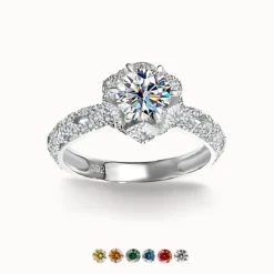 1ct Pave Moissanite Halo Ring