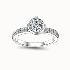 1ct Round Moissanite Side Stone Ring