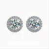 1ct Round Sterling Silver Moissanite Studs