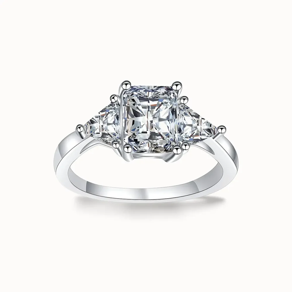 2ct Moissanite Baguette Three Stone Ring