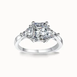 2ct Moissanite Baguette Three Stone Ring