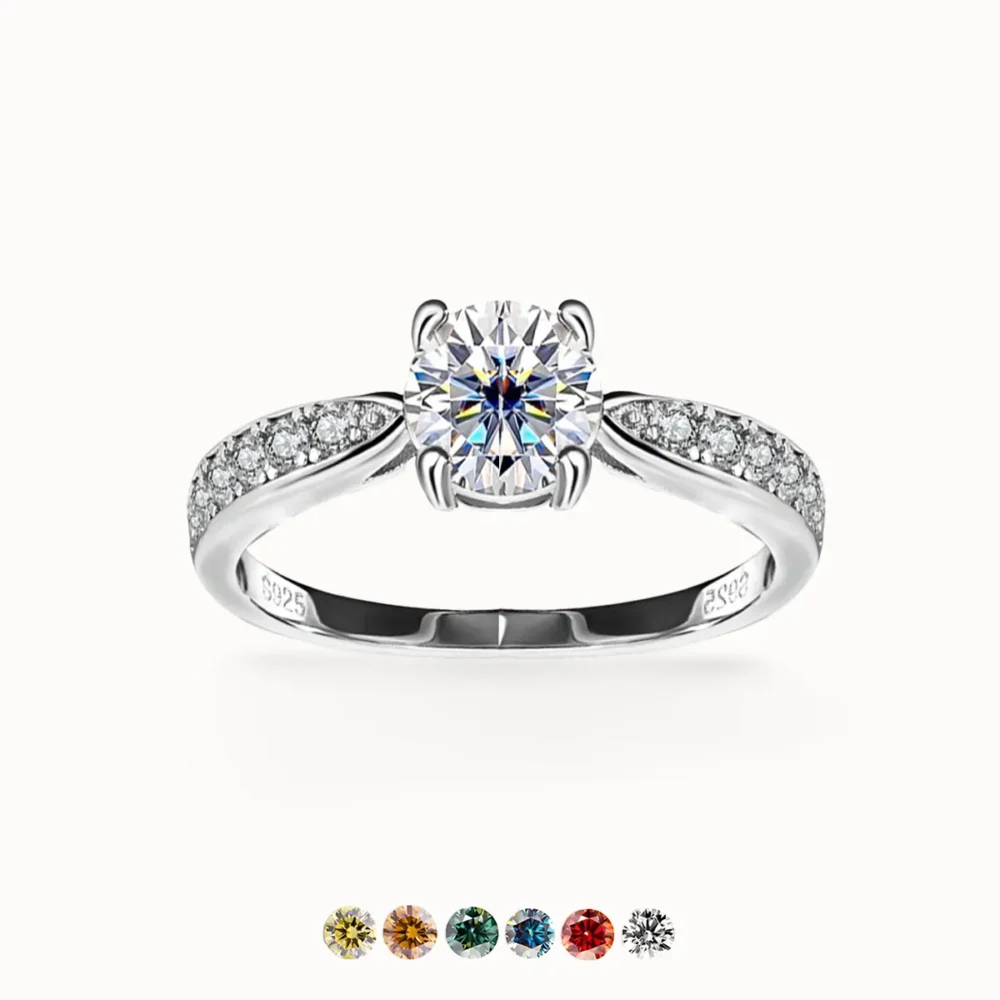 2ct Moissanite Side Pave Ring