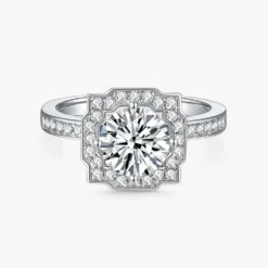 1ct Moissante Wavy Halo Ring