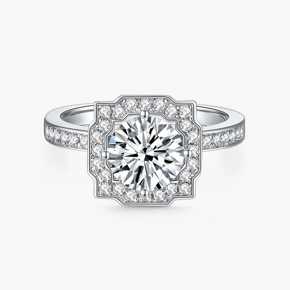 1ct Moissante Wavy Halo Ring