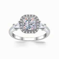 2ct Princess Moissanite Proposal Halo Ring