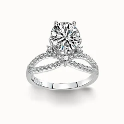 2ct Round Moissanite Side Glimmer Ring