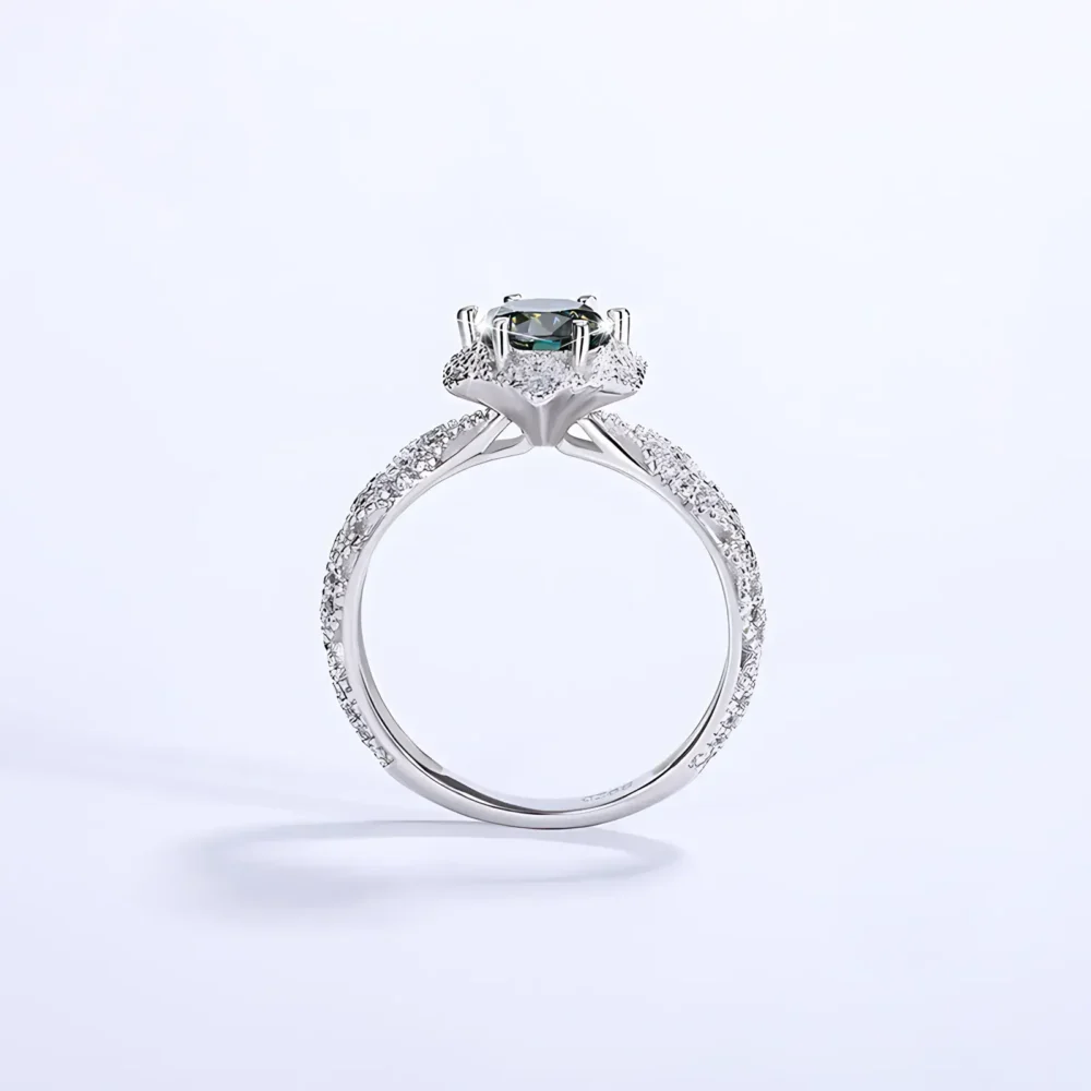 1ct Pave Moissanite Halo Ring - Image 3