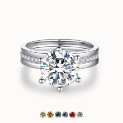 5Ct Moissanite Side Stone Ring