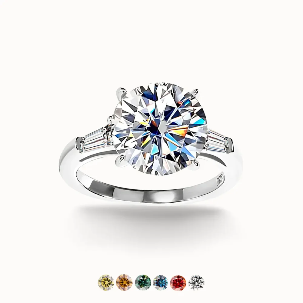 5ct Moissanite Three Stone Ring