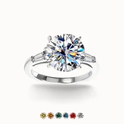 5ct Moissanite Three Stone Ring
