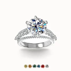 5ct Round Cut Moissanite Ballerina Ring