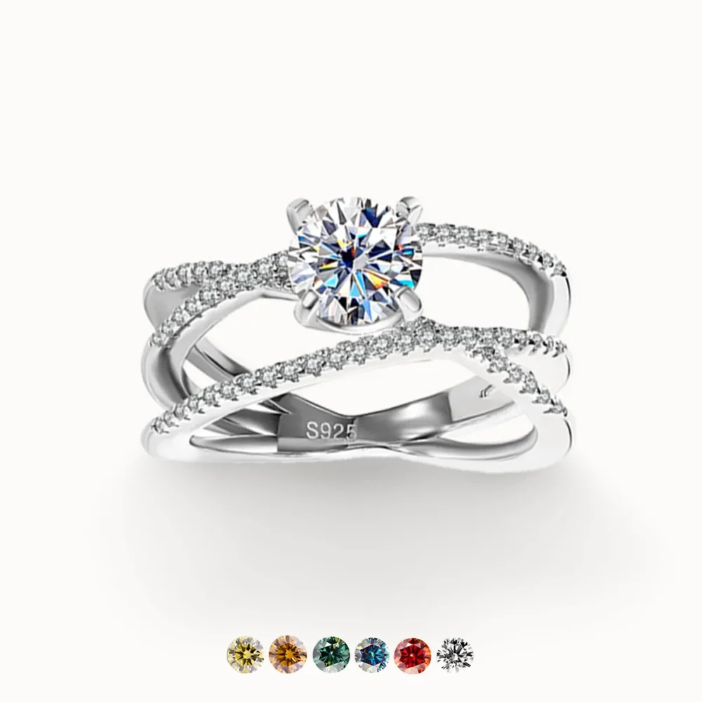 1ct Crossover Dual Shank Ring