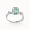 Emerald Cut Green Moissanite Ring