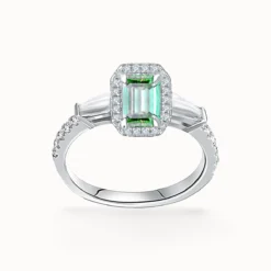 Emerald Cut Green Moissanite Ring