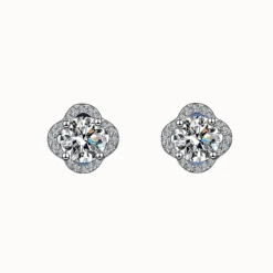PERMTOYA Four Leaf Clover Moissanite Studs