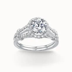 1ct Moissanite Halo Nesting Ring