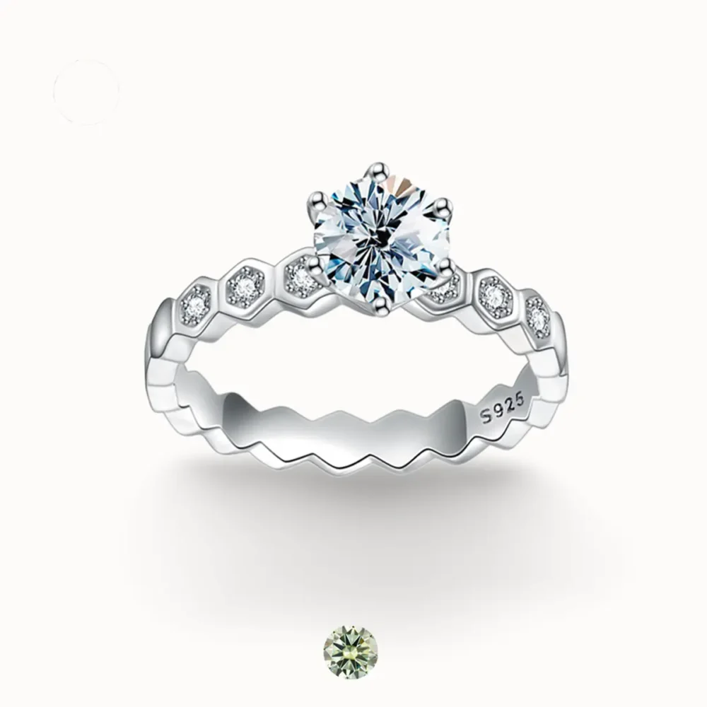 1ct|2ct Honeycomb Moissanite Ring