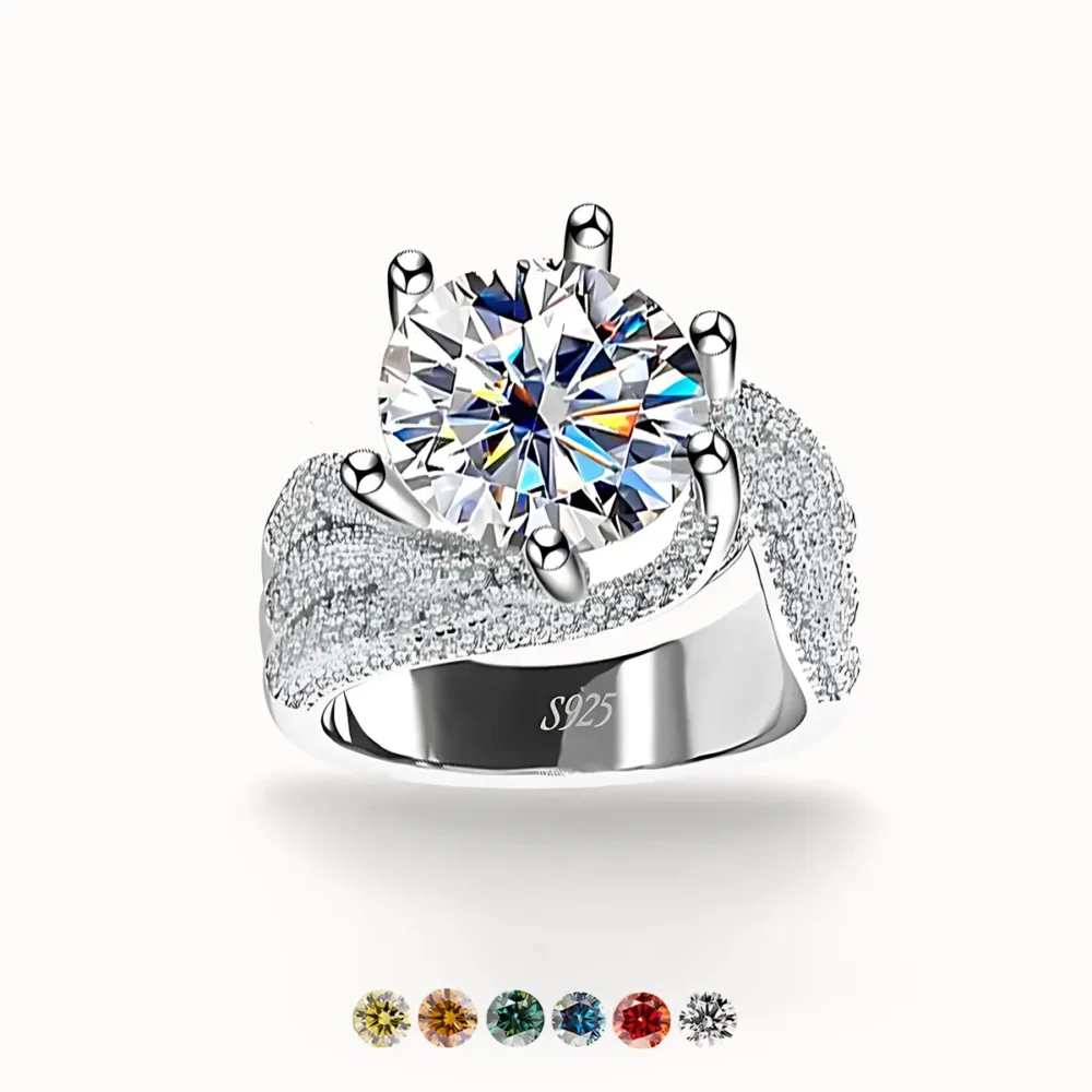 3ct|5ct Moissanite Pave Intricate Ring