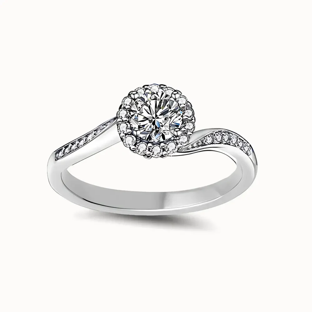 0.5ct Moissanite Twist Halo Ring