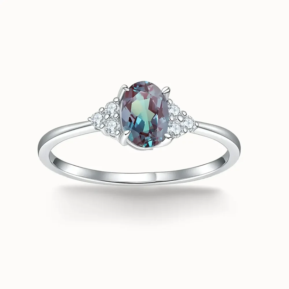 Oval Alexandrite Silver Ring