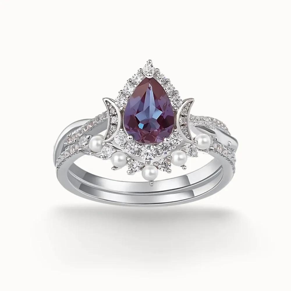Pear Alexandrite Stackable Ring