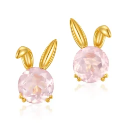 Natural Pink Crystal Rabbit Studs
