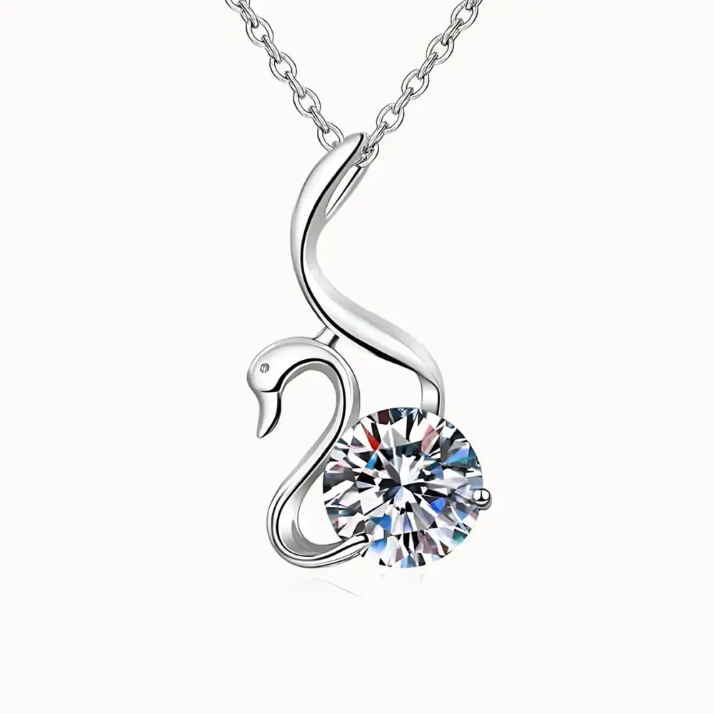 Swan Moissanite Silver Necklace