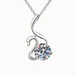 Swan Moissanite Silver Necklace