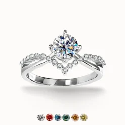 1ct Moissanite Twist Shank Round Cut Ring