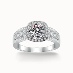 1ct Moissante Pave Halo Ring