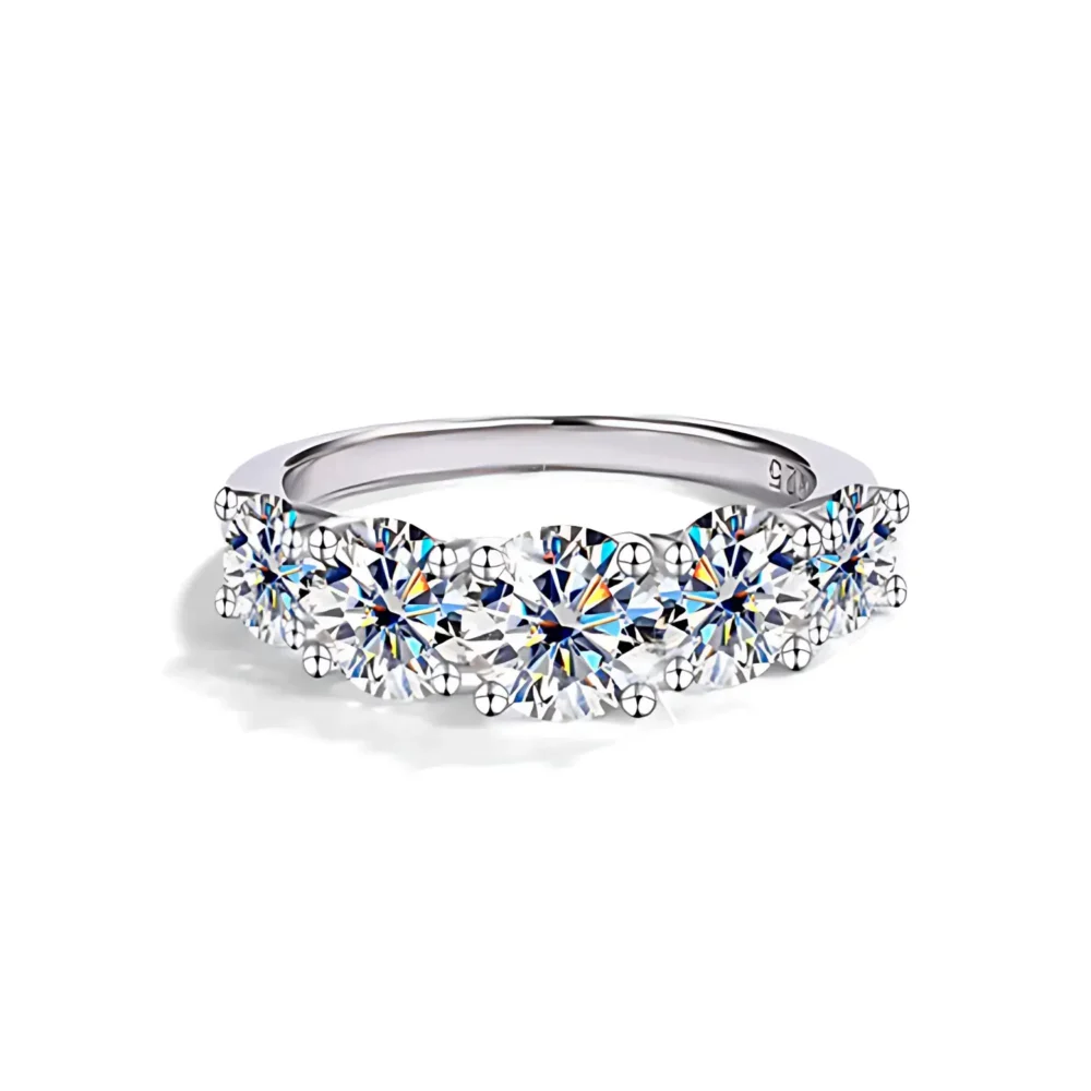 1ct Moissanite Five Stone Ring - Image 4