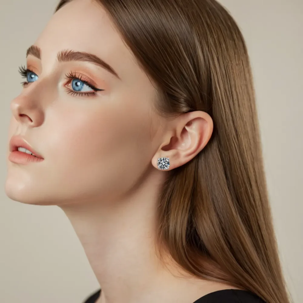 Round Moissanite Studs - Image 2