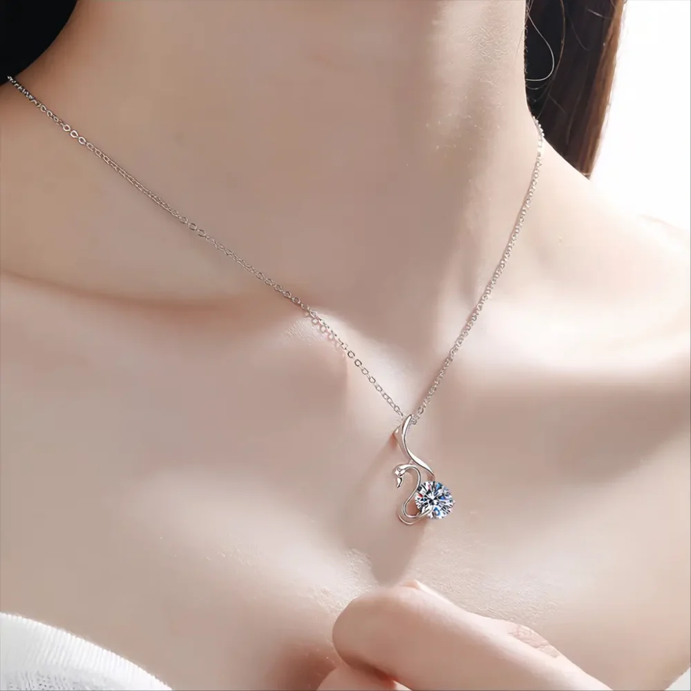 Swan Moissanite Silver Necklace - Image 2