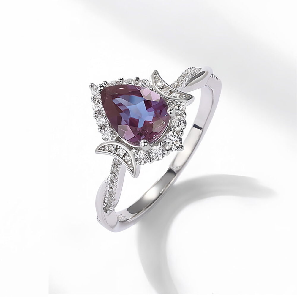 Pear Alexandrite Stackable Ring - Image 5