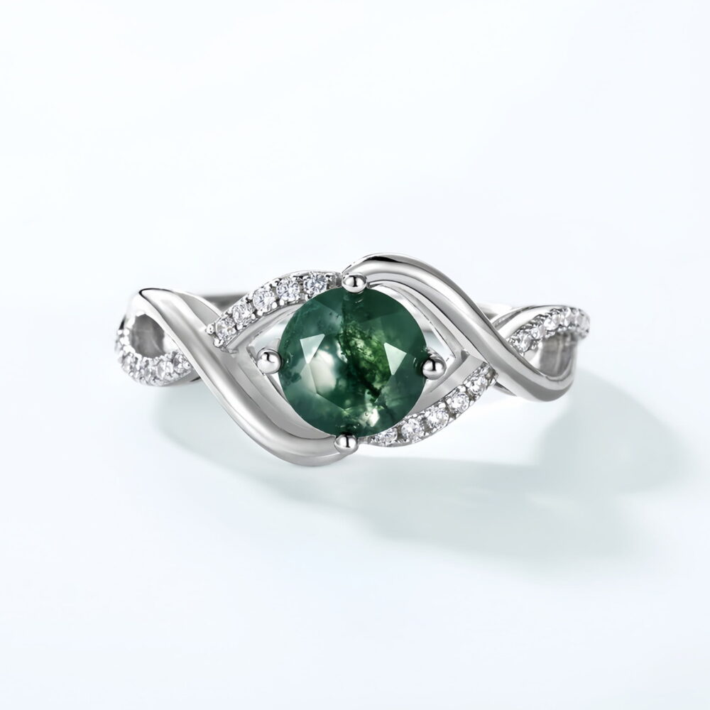 1ct Moss Agate Gemstone Ring - Image 4