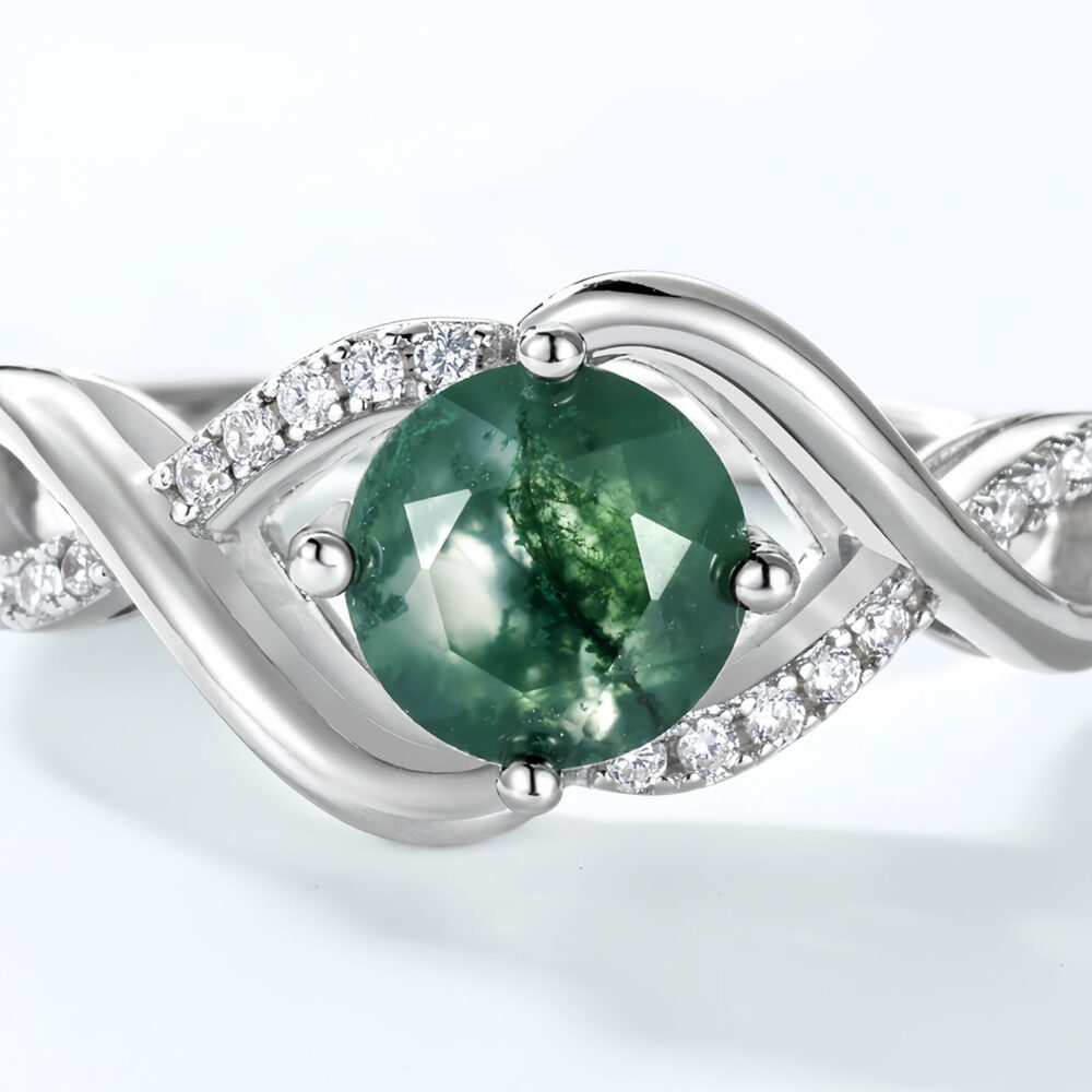1ct Moss Agate Gemstone Ring - Image 5