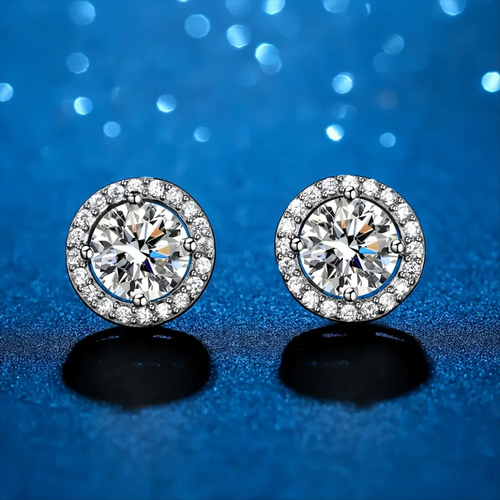 1ct Round Sterling Silver Moissanite Studs - Image 4