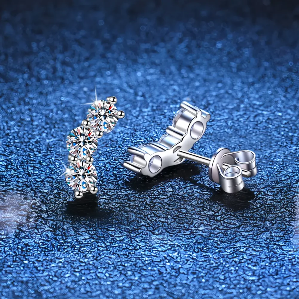 Small V Moissanite Studs - Image 4
