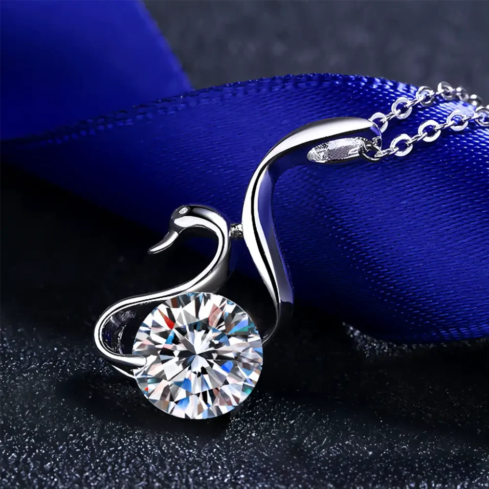 Swan Moissanite Silver Necklace - Image 4